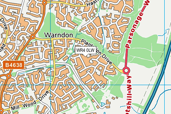 WR4 0LW map - OS VectorMap District (Ordnance Survey)