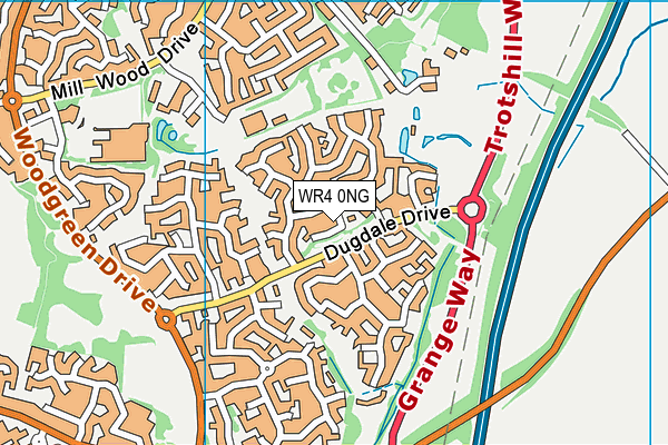 WR4 0NG map - OS VectorMap District (Ordnance Survey)