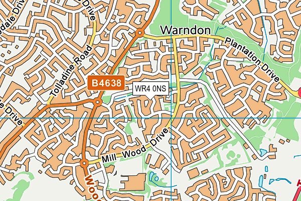 WR4 0NS map - OS VectorMap District (Ordnance Survey)