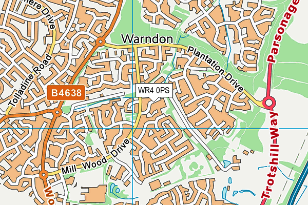 WR4 0PS map - OS VectorMap District (Ordnance Survey)