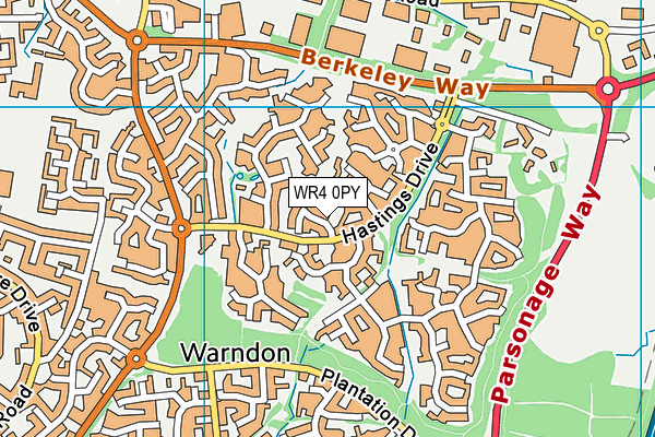 WR4 0PY map - OS VectorMap District (Ordnance Survey)