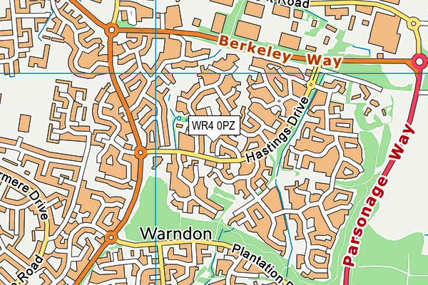 WR4 0PZ map - OS VectorMap District (Ordnance Survey)