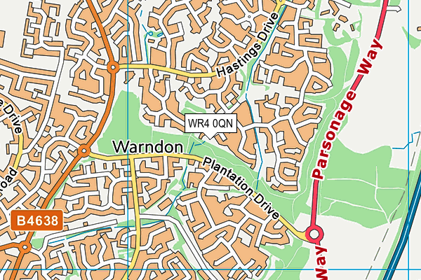 WR4 0QN map - OS VectorMap District (Ordnance Survey)