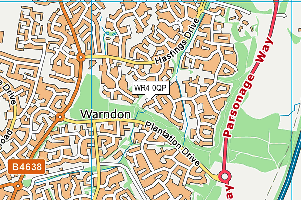 WR4 0QP map - OS VectorMap District (Ordnance Survey)