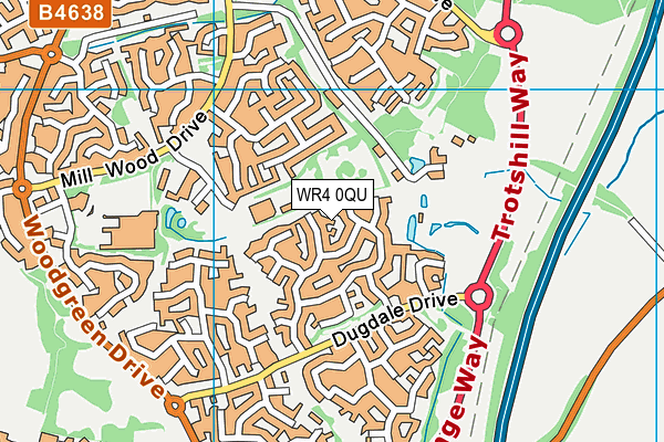 WR4 0QU map - OS VectorMap District (Ordnance Survey)