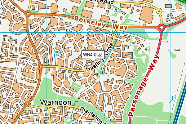 WR4 0QZ map - OS VectorMap District (Ordnance Survey)