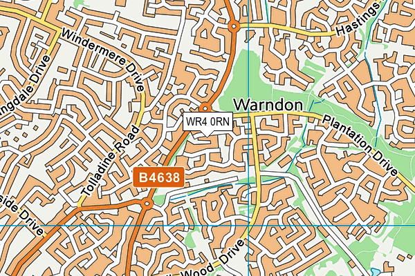 WR4 0RN map - OS VectorMap District (Ordnance Survey)
