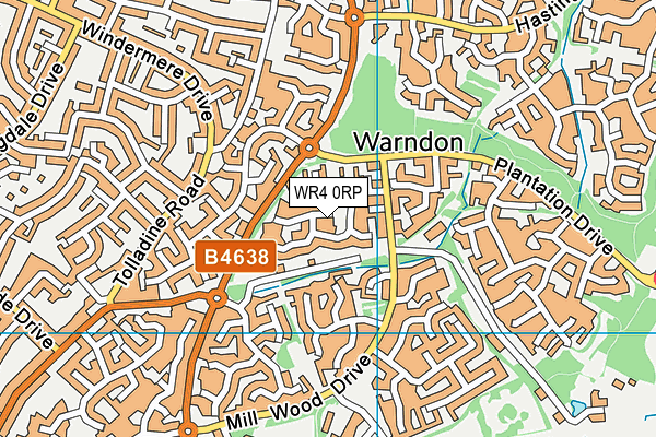 WR4 0RP map - OS VectorMap District (Ordnance Survey)