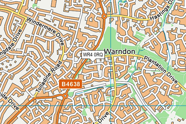 WR4 0RQ map - OS VectorMap District (Ordnance Survey)