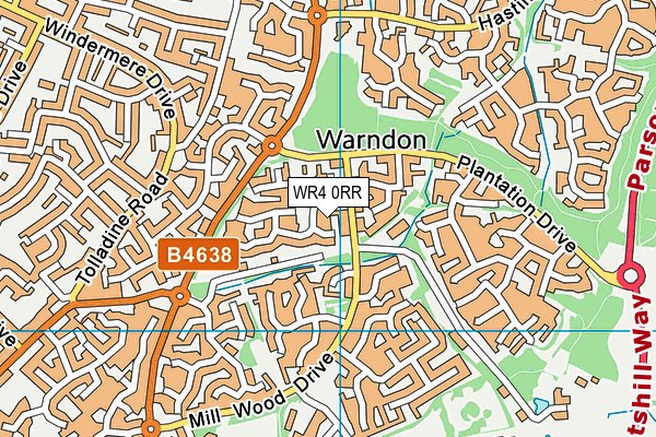 WR4 0RR map - OS VectorMap District (Ordnance Survey)