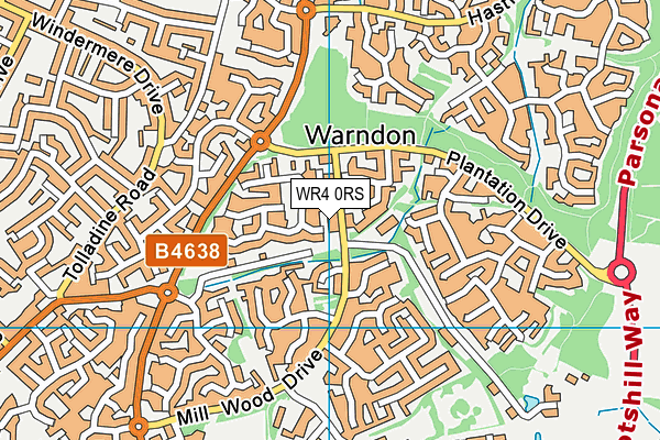 WR4 0RS map - OS VectorMap District (Ordnance Survey)