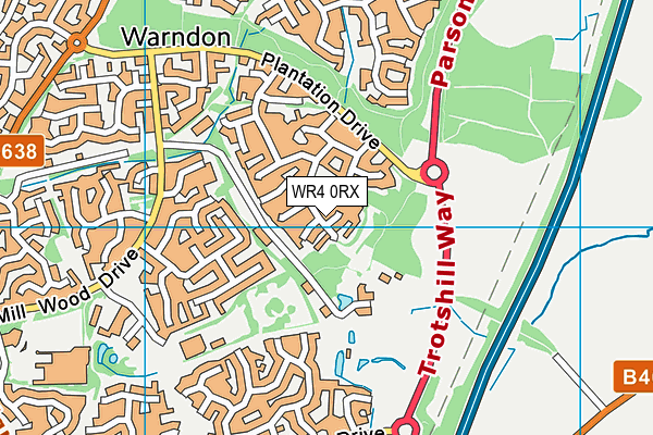 WR4 0RX map - OS VectorMap District (Ordnance Survey)