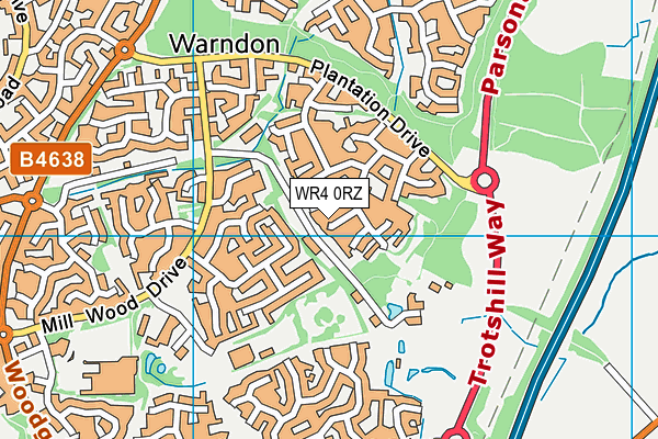WR4 0RZ map - OS VectorMap District (Ordnance Survey)