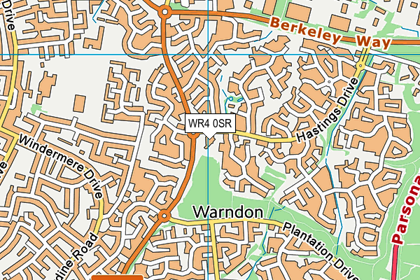WR4 0SR map - OS VectorMap District (Ordnance Survey)