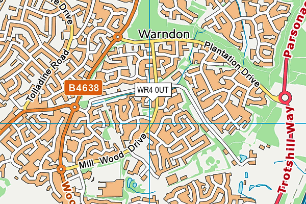 WR4 0UT map - OS VectorMap District (Ordnance Survey)