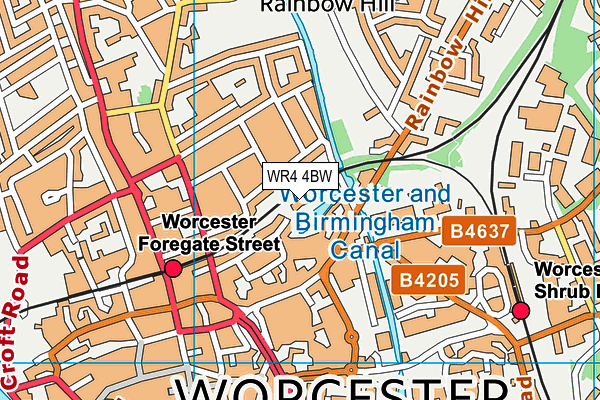 WR4 4BW map - OS VectorMap District (Ordnance Survey)