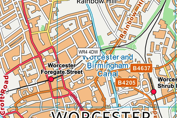 WR4 4DW map - OS VectorMap District (Ordnance Survey)