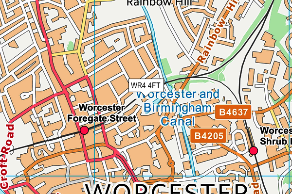 WR4 4FT map - OS VectorMap District (Ordnance Survey)