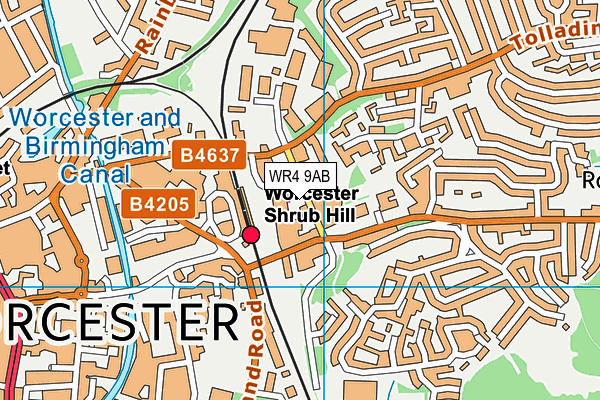 WR4 9AB map - OS VectorMap District (Ordnance Survey)