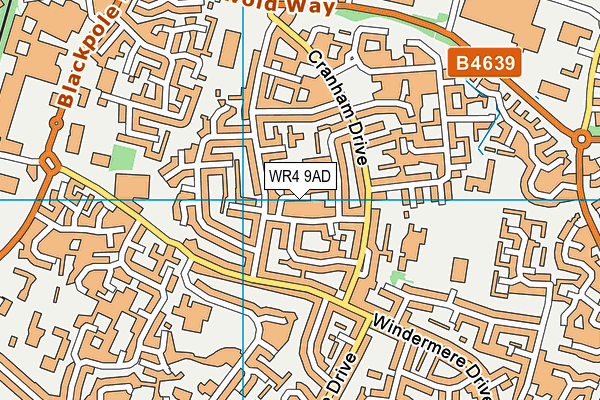 WR4 9AD map - OS VectorMap District (Ordnance Survey)