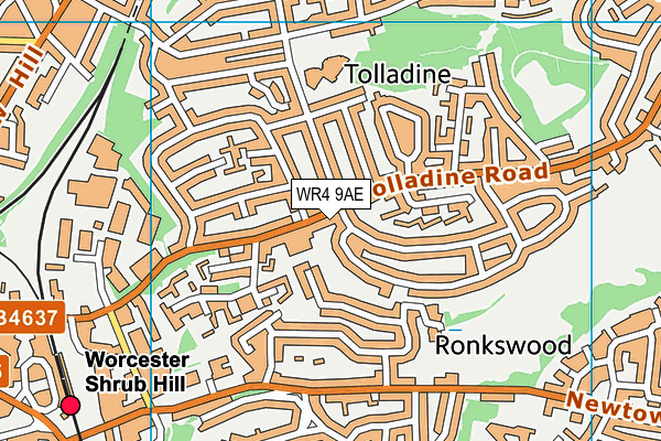 WR4 9AE map - OS VectorMap District (Ordnance Survey)