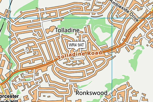 WR4 9AT map - OS VectorMap District (Ordnance Survey)