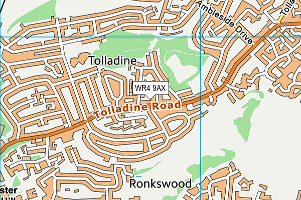 WR4 9AX map - OS VectorMap District (Ordnance Survey)