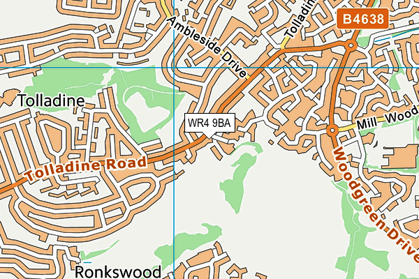 Tolladine Golf Club (Closed) map (WR4 9BA) - OS VectorMap District (Ordnance Survey)