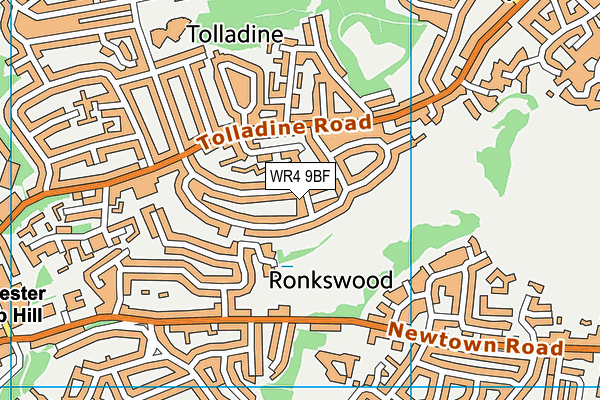 WR4 9BF map - OS VectorMap District (Ordnance Survey)