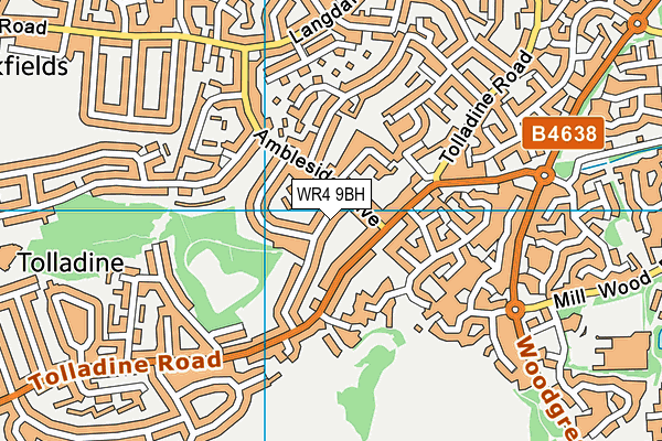 WR4 9BH map - OS VectorMap District (Ordnance Survey)