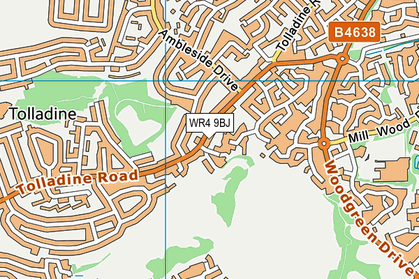 WR4 9BJ map - OS VectorMap District (Ordnance Survey)