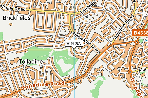 WR4 9BS map - OS VectorMap District (Ordnance Survey)