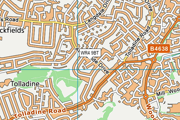 WR4 9BT map - OS VectorMap District (Ordnance Survey)