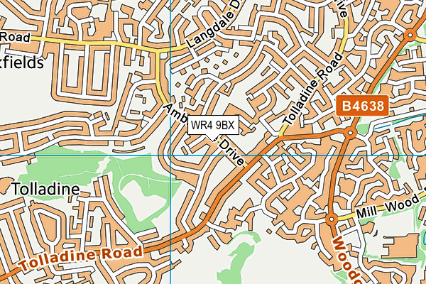 WR4 9BX map - OS VectorMap District (Ordnance Survey)