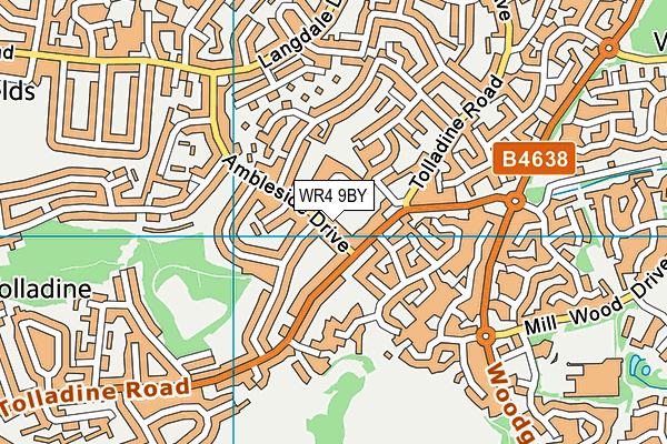 WR4 9BY map - OS VectorMap District (Ordnance Survey)