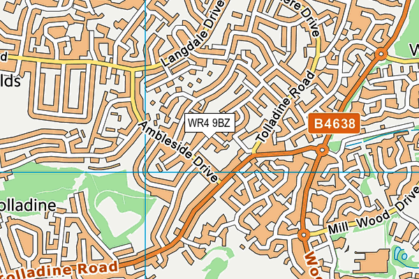 WR4 9BZ map - OS VectorMap District (Ordnance Survey)