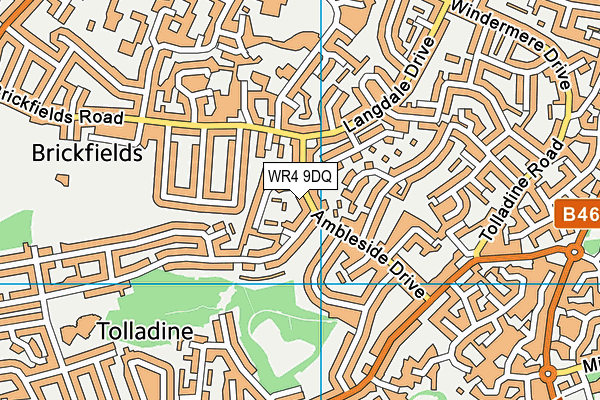 WR4 9DQ map - OS VectorMap District (Ordnance Survey)