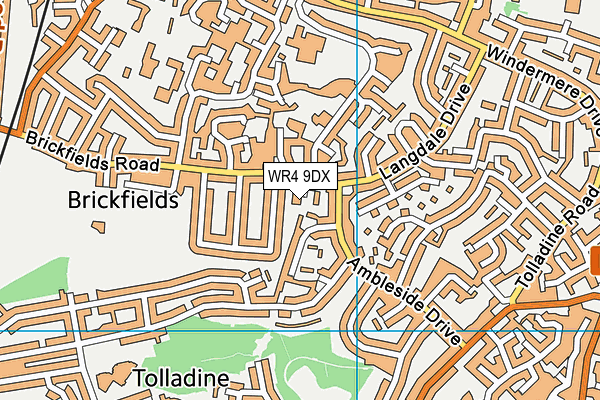 WR4 9DX map - OS VectorMap District (Ordnance Survey)