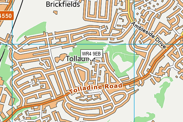 WR4 9EB map - OS VectorMap District (Ordnance Survey)