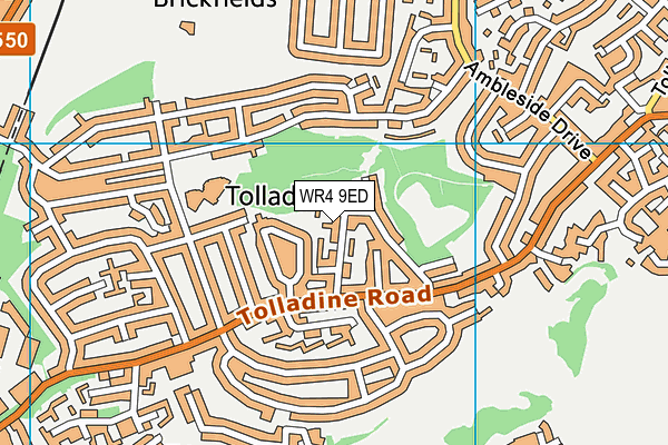 WR4 9ED map - OS VectorMap District (Ordnance Survey)