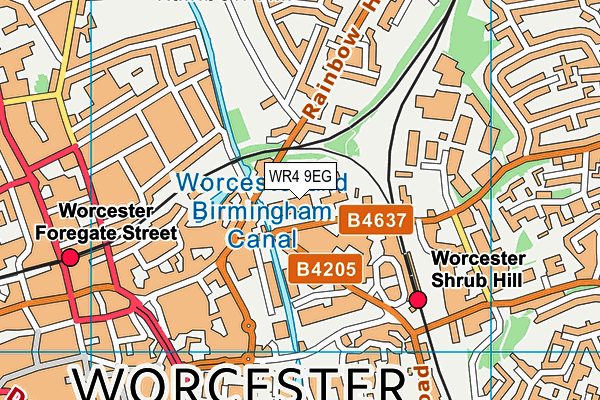 WR4 9EG map - OS VectorMap District (Ordnance Survey)