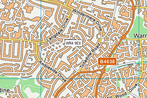 WR4 9EX map - OS VectorMap District (Ordnance Survey)