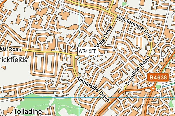 WR4 9FF map - OS VectorMap District (Ordnance Survey)