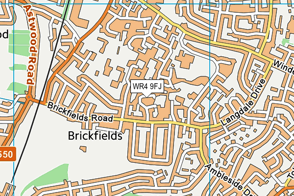 WR4 9FJ map - OS VectorMap District (Ordnance Survey)