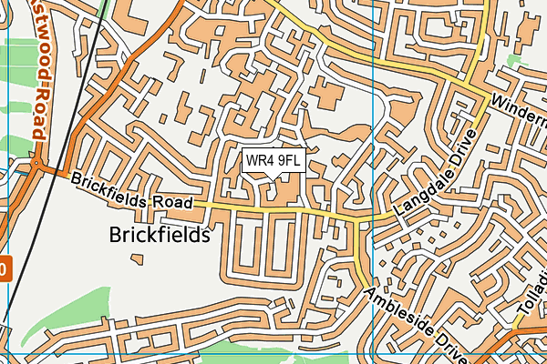 WR4 9FL map - OS VectorMap District (Ordnance Survey)