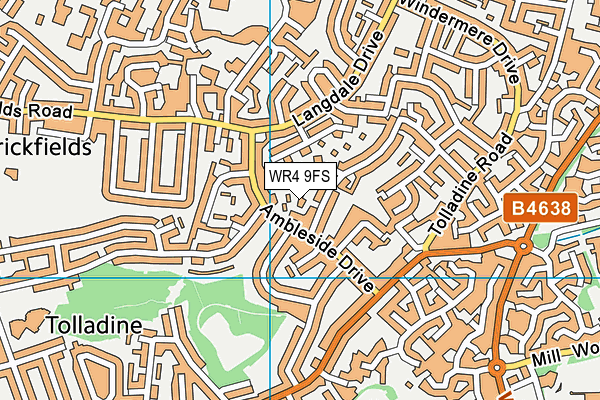 WR4 9FS map - OS VectorMap District (Ordnance Survey)