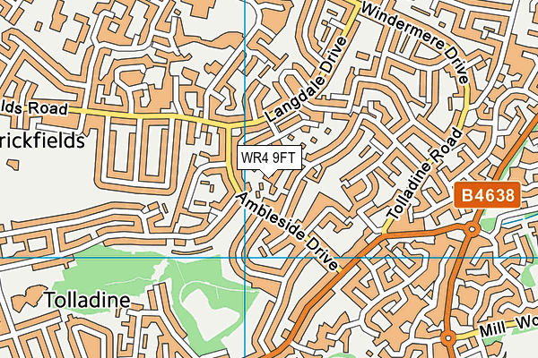 WR4 9FT map - OS VectorMap District (Ordnance Survey)