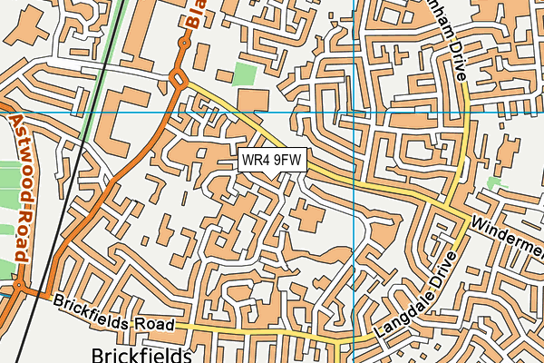 WR4 9FW map - OS VectorMap District (Ordnance Survey)