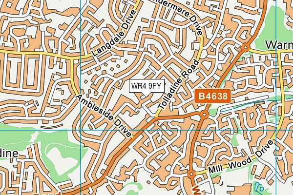 WR4 9FY map - OS VectorMap District (Ordnance Survey)