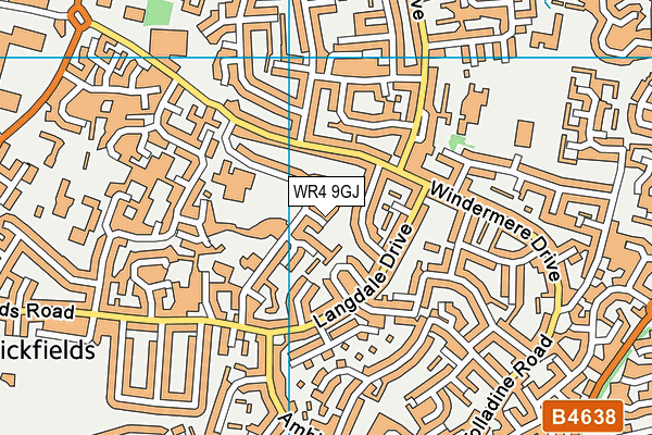 WR4 9GJ map - OS VectorMap District (Ordnance Survey)